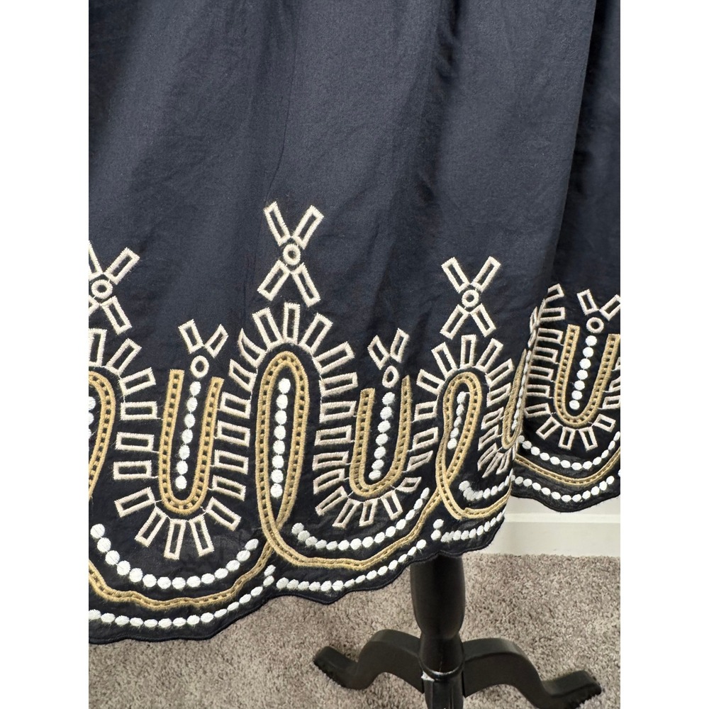 Madewell Black Embroidered Short Sleeve Bohemian Dress Women's Size M - Picture 6 of 10